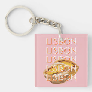 Lisbon Travel Art, Pastel, Portugal Key Ring