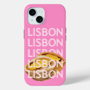 Lisbon Travel Art, Summer Travel Art, Pink iPhone 15 Case