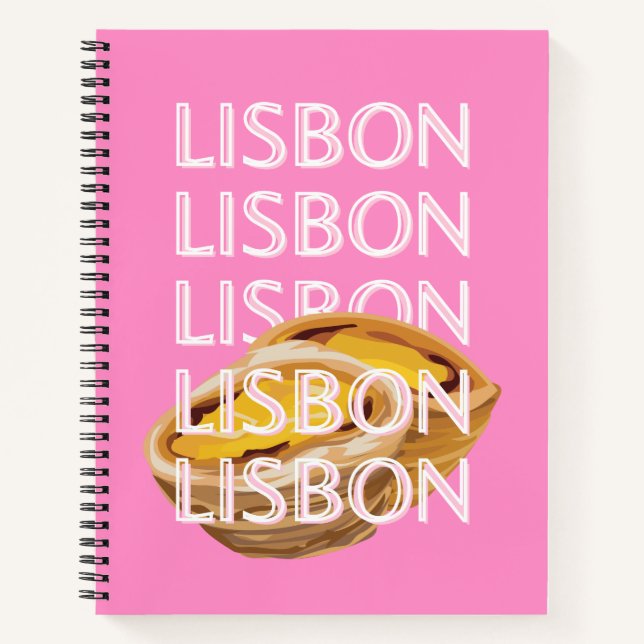Lisbon Travel Art, Summer Travel Art, Pink Notebook (Front)