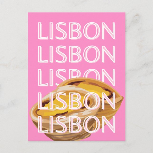 Lisbon Travel Art, Summer Travel Art, Pink Postcard (Front)