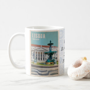 Lisbon Travel Poster D. Maria II Theatre, Portugal Coffee Mug