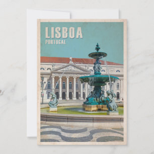 Lisbon Travel Poster D. Maria II Theatre, Portugal Thank You Card