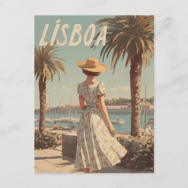 Lisbon vintage 50s postcard (Front)