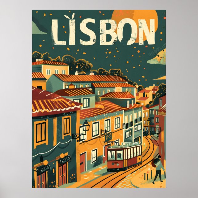 Lisbon Vintage Travel Ad Art Poster (Front)