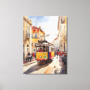 Lisbon watercolor art canvas print