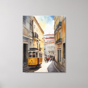 Lisbon watercolor art canvas print