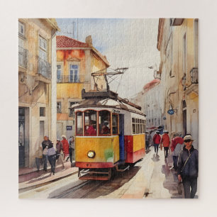 Lisbon watercolor art jigsaw puzzle