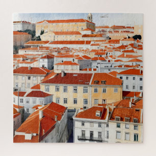 Lisbon watercolor art jigsaw puzzle