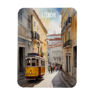 Lisbon watercolor art magnet