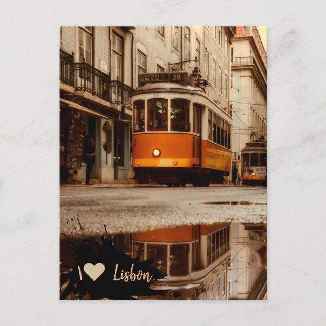 Lisbon yellow street tram | Portugal Postcard (Front)