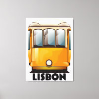Lisbon yellow Tram travel poster