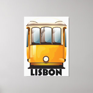 Lisbon yellow Tram travel poster Canvas Print