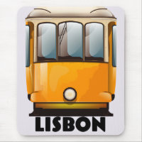 Lisbon yellow Tram travel poster