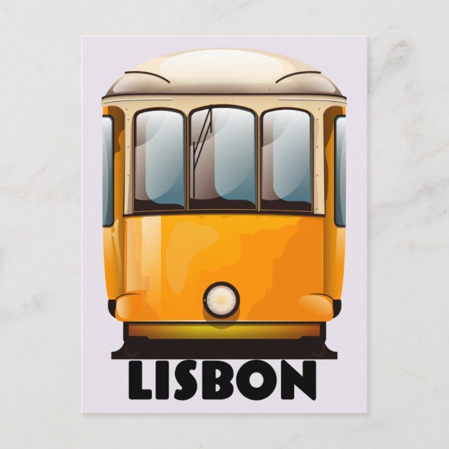 Lisbon yellow Tram travel poster Postcard (Front)