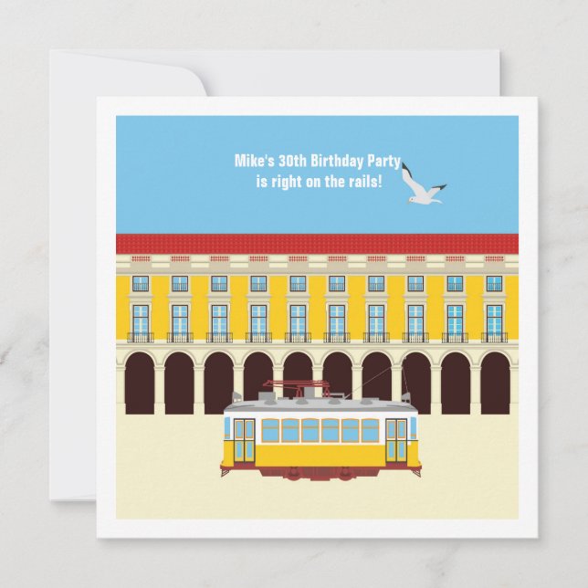 Lisbon yellow tram vintage  Birthday Party Invitation (Front)