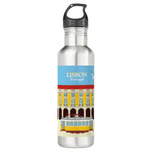 Lisbon yellow tram vintage style 710 ml water bottle
