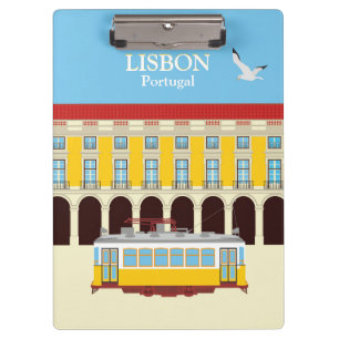 Lisbon yellow tram vintage style clipboard