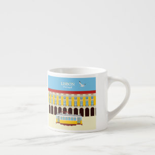 Lisbon yellow tram vintage style    espresso cup