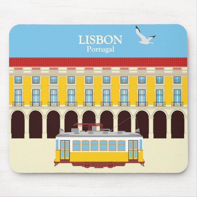 Lisbon yellow tram vintage style    mouse mat (Front)