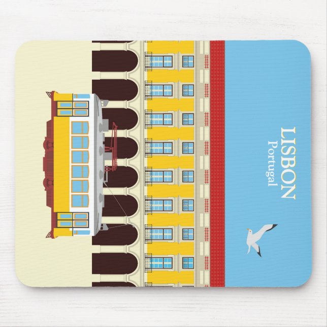 Lisbon yellow tram vintage style    mouse mat (Front)