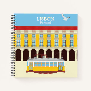 Lisbon yellow tram vintage style  notebook