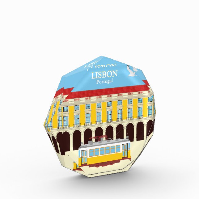 Lisbon yellow tram vintage style photo block (Left)