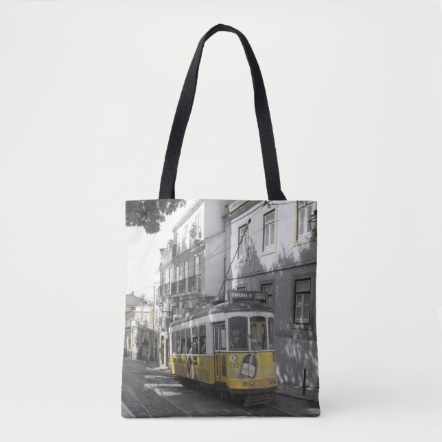 Lisbon Yellow Tramway Tote Bag (Front)