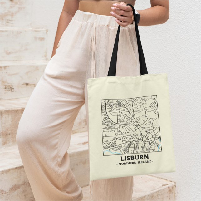 Lisburn, Northern Ireland City Map Tote Bag (Creator Uploaded)