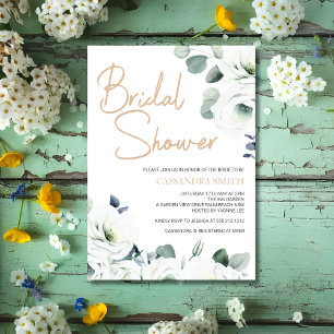 Lisianthus Succulent Ivory Botany Bridal Shower   Invitation