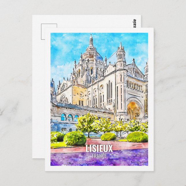 Lisieux France Famous Travel Place Watercolor Postcard (Front/Back)
