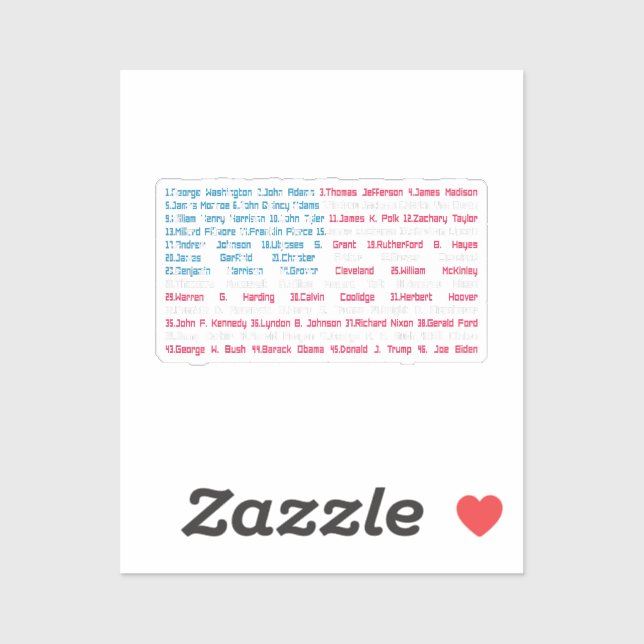 List 46 US Presidents of the United States Fun His (Sheet)