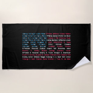 List 46 US Presidents of the United States Fun His Beach Towel
