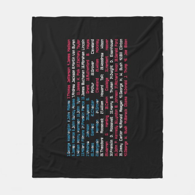 List 46 US Presidents of the United States Fun His Fleece Blanket (Front)