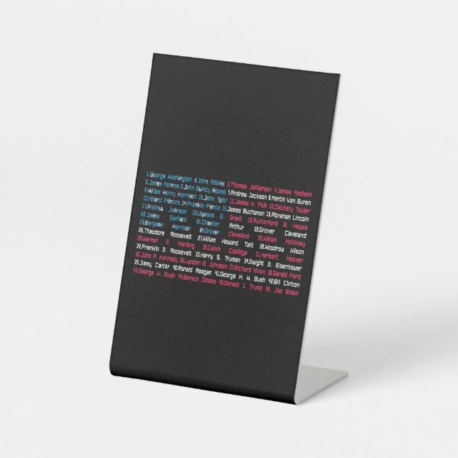 List 46 US Presidents of the United States Fun His Pedestal Sign (Front)