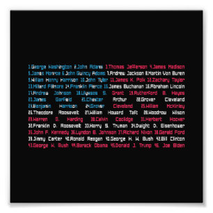 List 46 US Presidents of the United States Fun His Photo Print