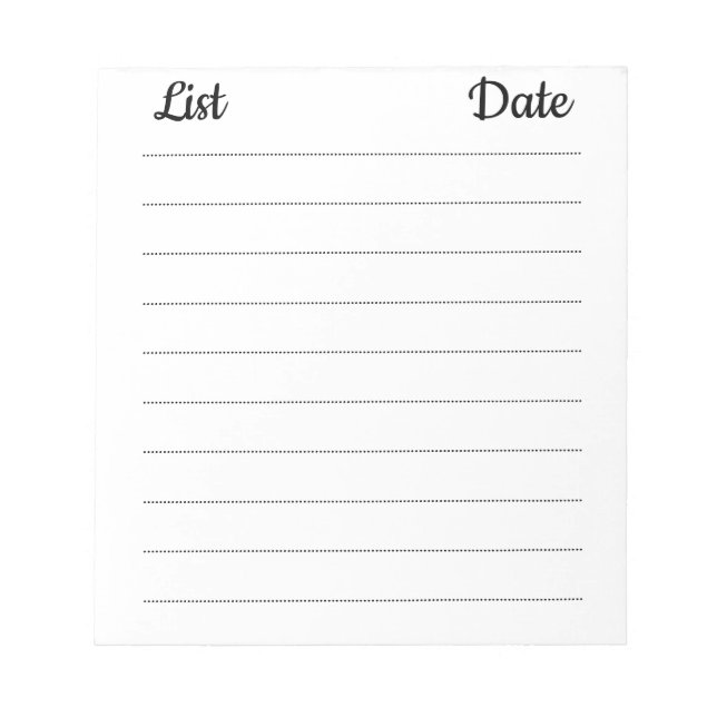 List Date Notepad (Front)