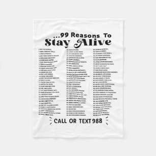 List Of 99 Reasons To Stay Alive - Mental Health A Fleece Blanket