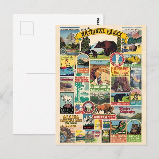 List of National Parks in the United States Postcard (Front/Back)