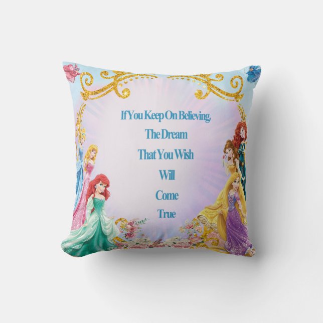 list of   princesses throw pillow  (Front)