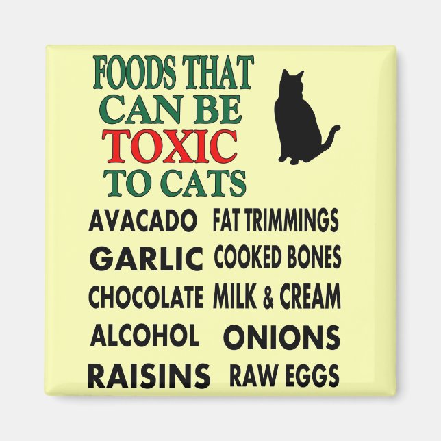 LIST OF TOXIC FOODS FOR CATS MAGNET (Front)