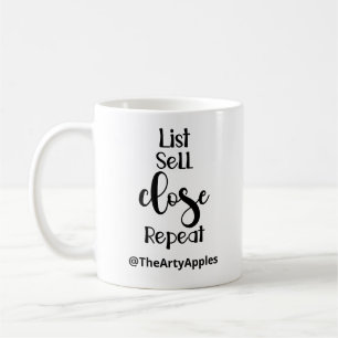 list sell close repeat real estate open house tote coffee mug