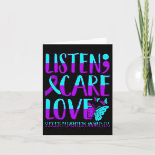 Listen Care Love Happy Suicide Prevention Awarenes Card