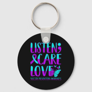 Listen Care Love Happy Suicide Prevention Awarenes Key Ring