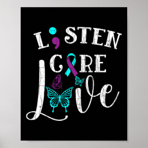 Listen Care Love Suicide Prevention Awareness Grap Poster