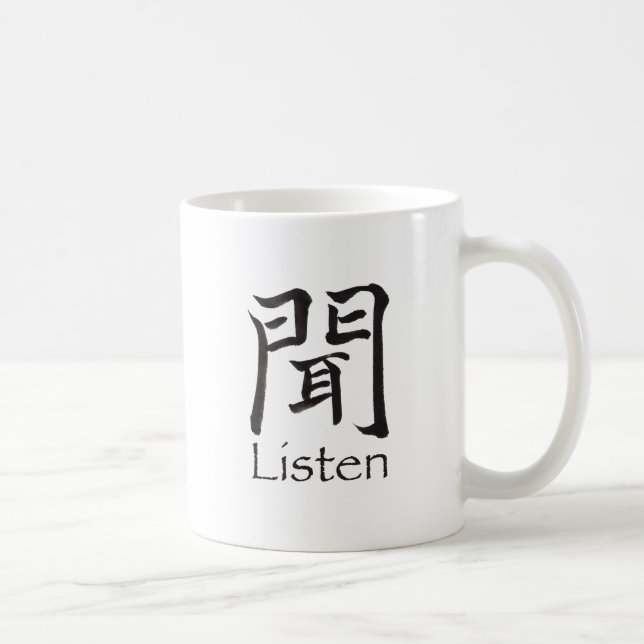 Listen Kanji Character Coffee Mug (Right)