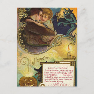 Listen Little One on Halloween Postcard