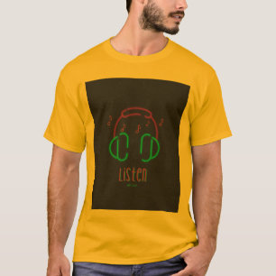 Listen Music Neon Headphones T-Shirt
