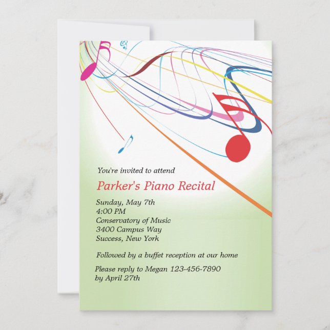 Listen to the Music Recital Invitation (Front)