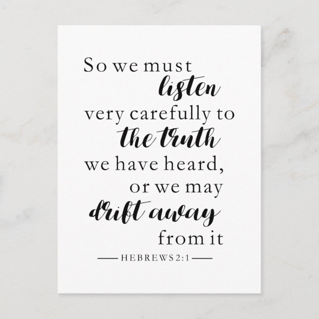 listen to the truth hebrews christian postcard (Front)