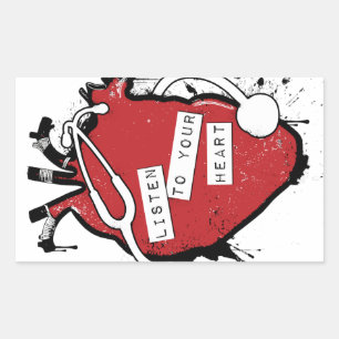 listen to your anatomical heart rectangular sticker